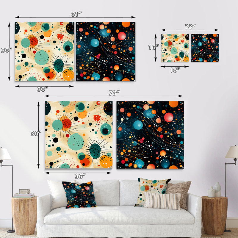 Cloyed - Ensemble de 2 verres muraux abstraits en acrylique, H 16 po x l 33 po