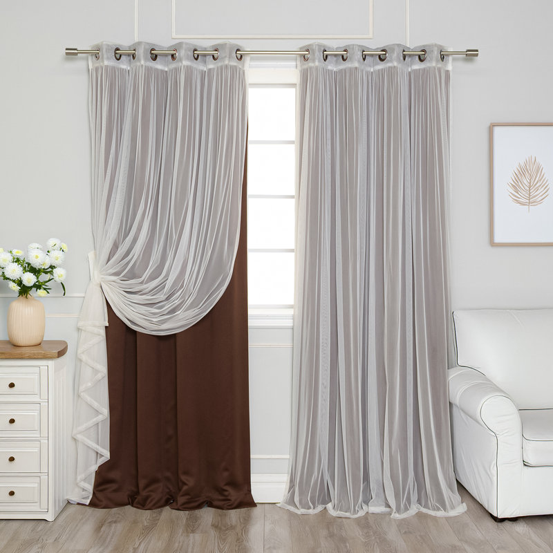 Granados Solid Room Darkening Thermal Grommet Curtain Panels, Chocolate, 52" W x 96" L