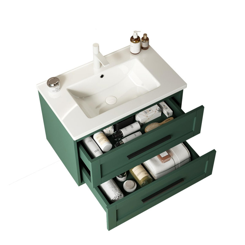 Armoire de rangement flottante murale moderne 30 po avec 2 tiroirs, 29"
