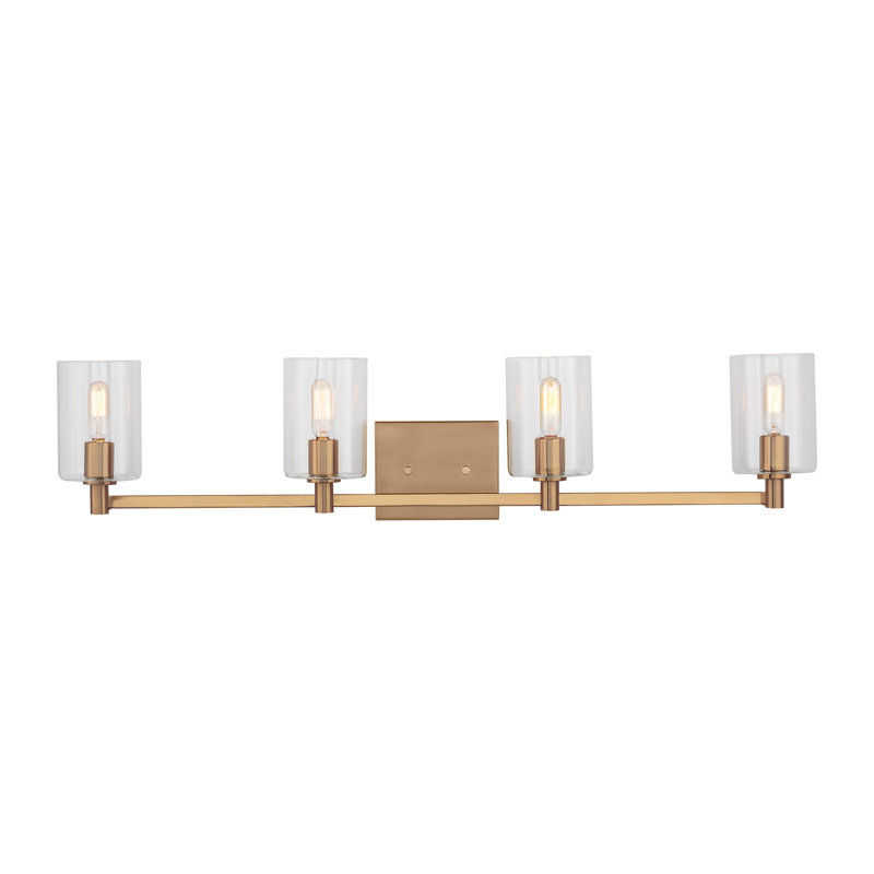 Éclairage de salle de bain à intensité variable 4 lumières Haines, Laiton satiné