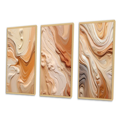 " Orange and Beige Unbounded Imagination " 3 Piece Art Set