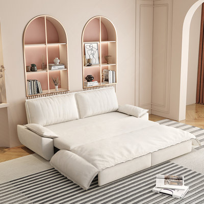 73.2 Queen Pull Out Sofa Bed, 3-In-1 Convertible Sleeper Sofa, Multi-Functional Velvet Loveseat Bed For Modern Living