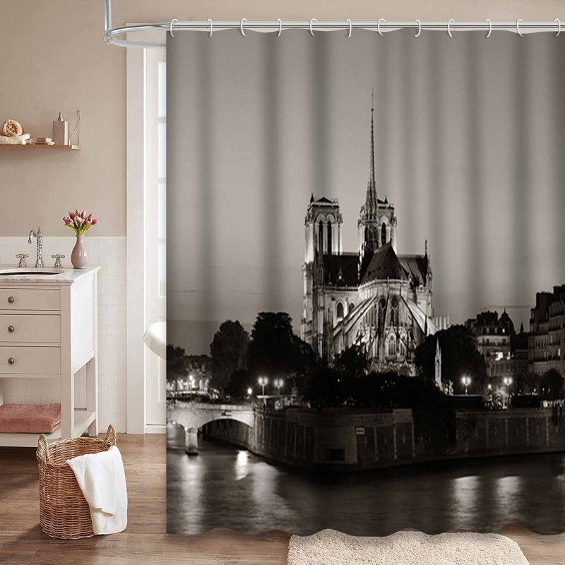 Rideau de douche avec 12 crochets Paris Dusk River, L 72 po x l 78 po