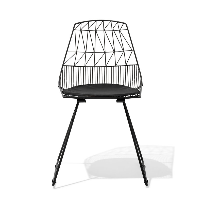 Harlan 46cm H Upholstered Metal Slat Back Side Chair, Black