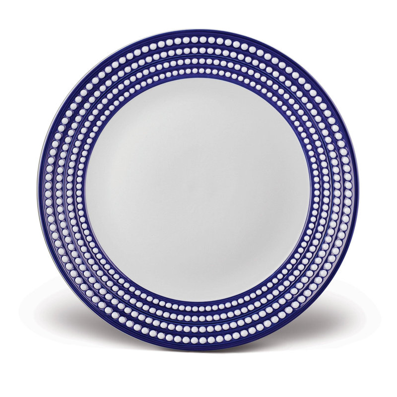 Perlée Round Platter, Blue/White