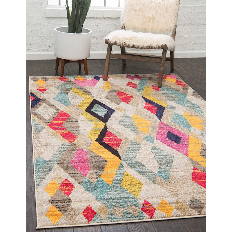 Tapis à motif géométrique gris Beverley, Rectangle 8 pi x 10 pi