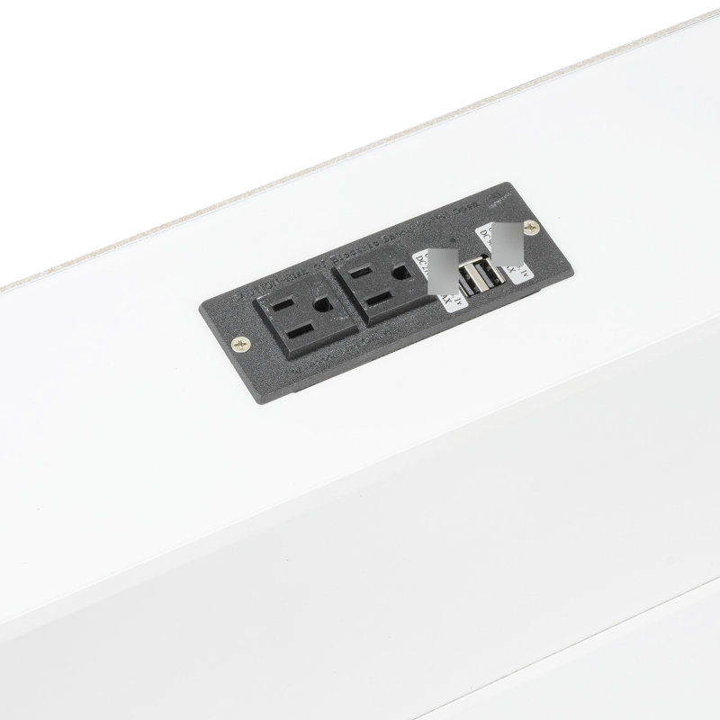 Lit superposé avec ports et rangement, blanc, Blanc