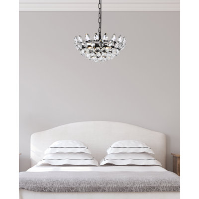 Luminaire suspendu bol unique à 3 lumières avec accents de cristal Abel