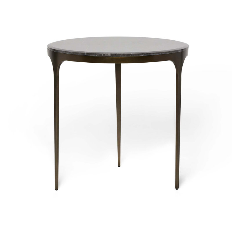 Camilla Marble End Table, Matte Black, Terra Brown, 22" H x 20" W x 20" D