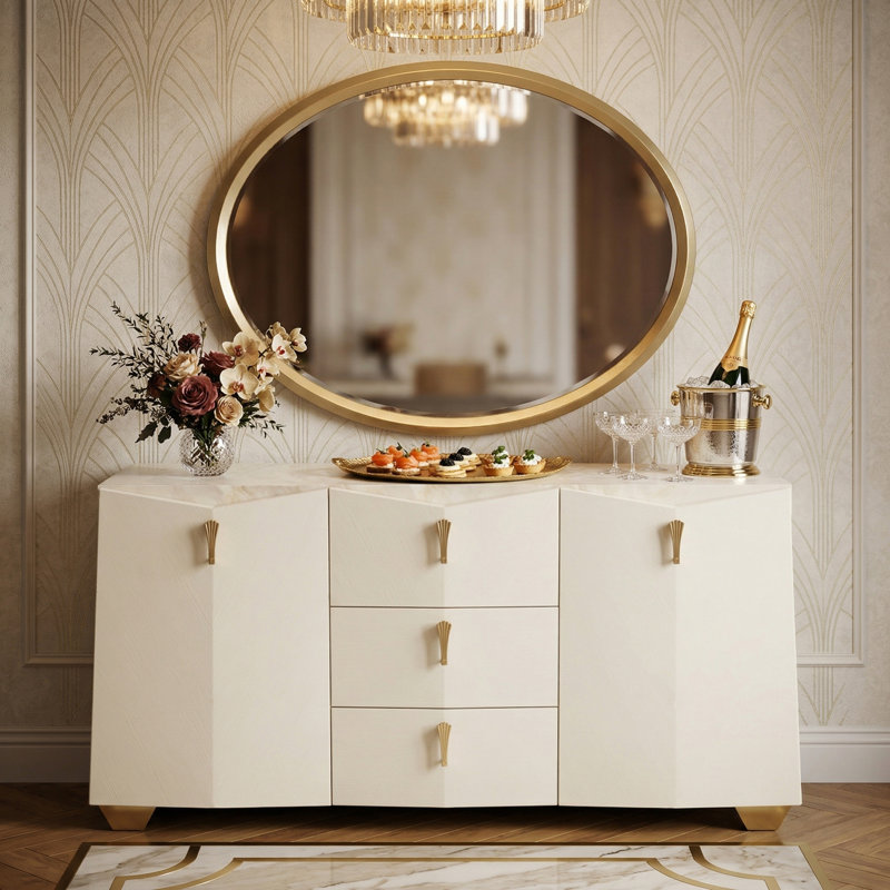 Fantosini Sideboard With Wall Mirror - Creamy Pearl
