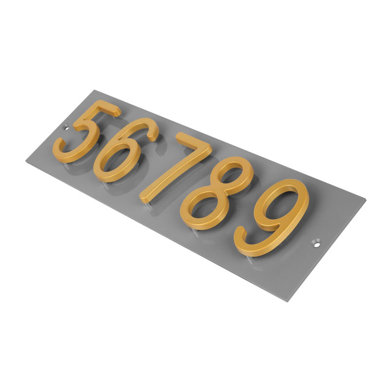 Plaque d'adresse horizontale Amgo Floating Modern, Doré, Gris, Oui