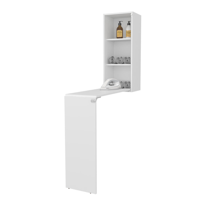 Modern Folding Table with Storage, White