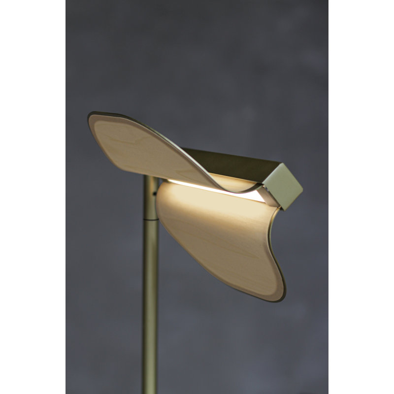 Omma Floor Lamp - LED - Gold Finish - Natural White Shade, Natural White, Gold
