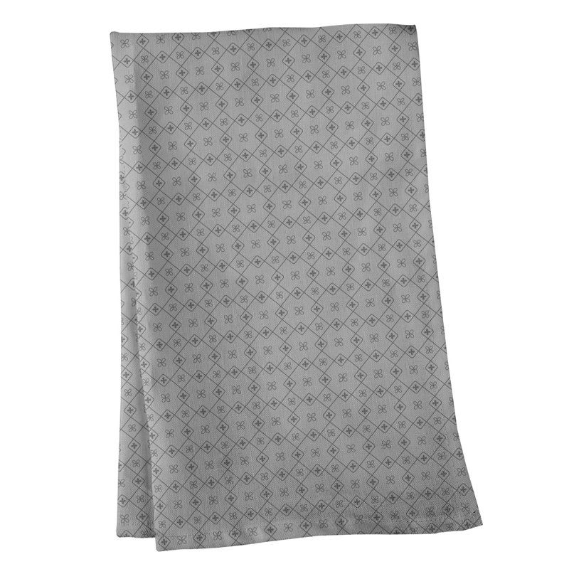 Serviette de thé à motif napperon monochrome, Polyester sergé, Gris