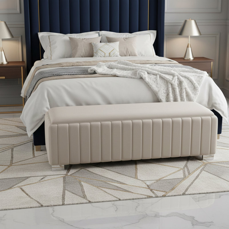 Banc décoratif en velours Amaryllis - Taupe