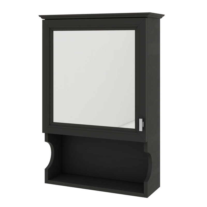 Armoire de rangement de salle de bain murale 20 "avec miroir et tablette intérieure réglable, Noir