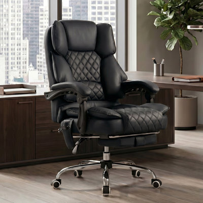 Kneading Massage Office Chair with Heat, Reclining Executive Chair with Footrest