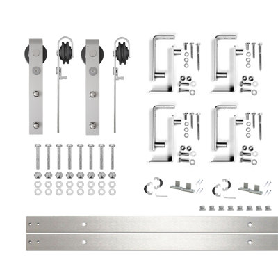 Ensemble de quincaillerie à deux portes en nickel brossé à conception classique avec supports en forme de U