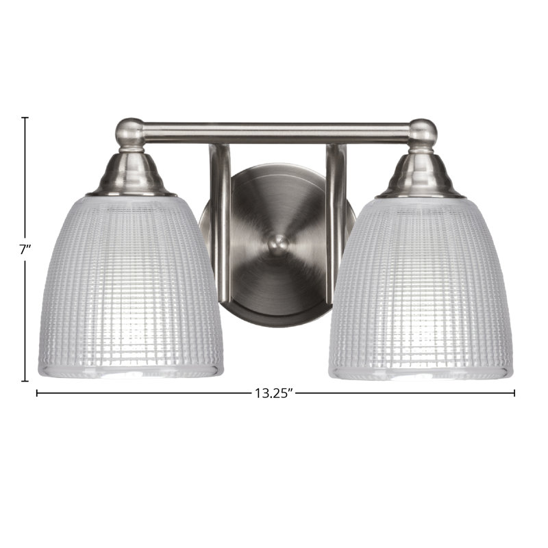 Barre d'éclairage de salle de bain 2 lumières Michell, Nickel brossé
