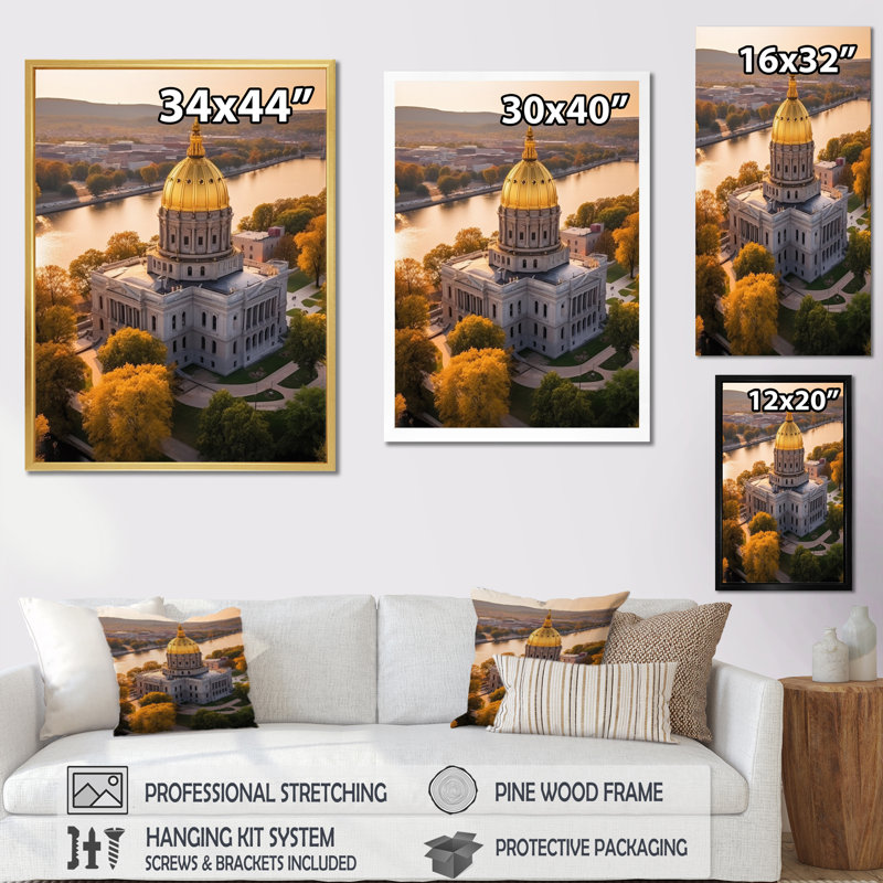 Pennsylvania Architectural Heritage I, reproduction d'art sur toile, Cadre doré à une seule photo, H 20 po x l 12 po x P 1 po
