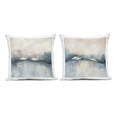 Still Waters And Soft Wings 2 Piece Outdoor Printed Pillow Set design by Mona Grace