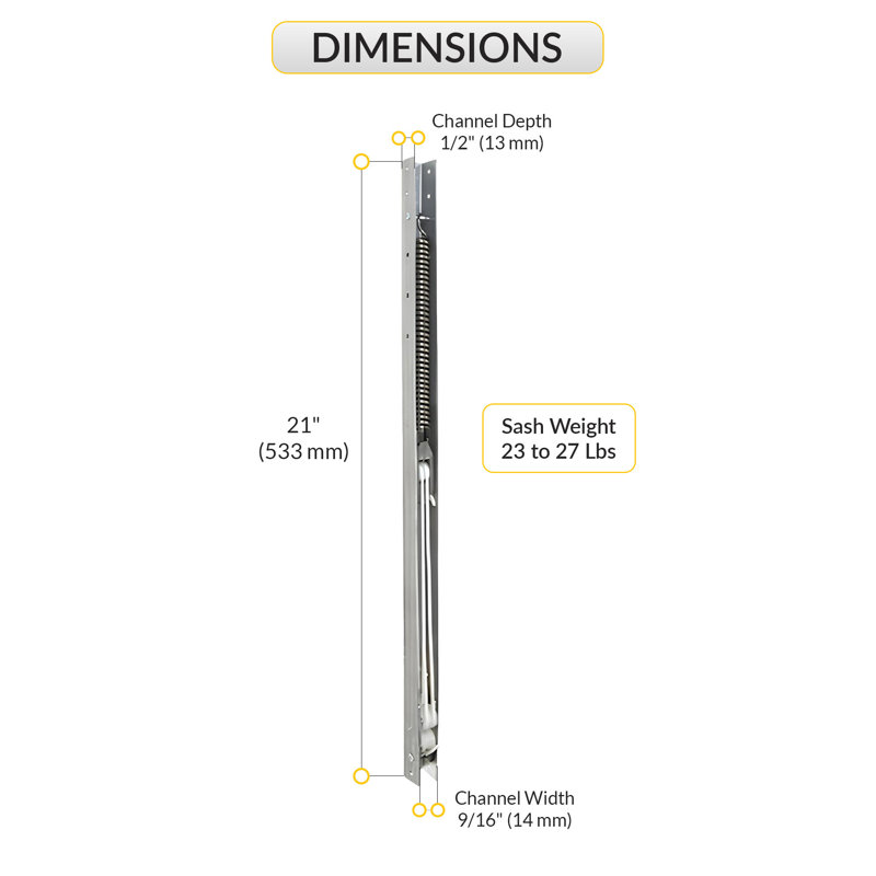 1AA73F65839F4019B2CC31005C71DCF9 Équilibre de rainure de fenêtre de 21 po de longueur de 23 à 27 lb Poids de la rainure de 9/16 po de largeur en aluminium sans glissières de ceinture