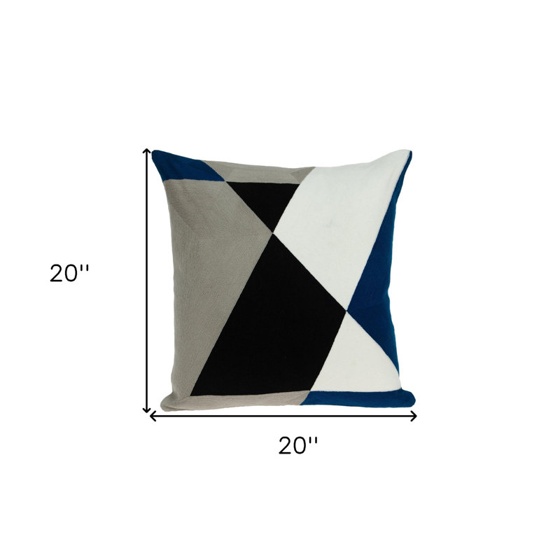Coussin décoratif à motif géométrique brodé gris Hexa 20 "x 20" Parkland