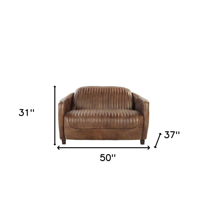  Causeuse en cuir brun 50 po