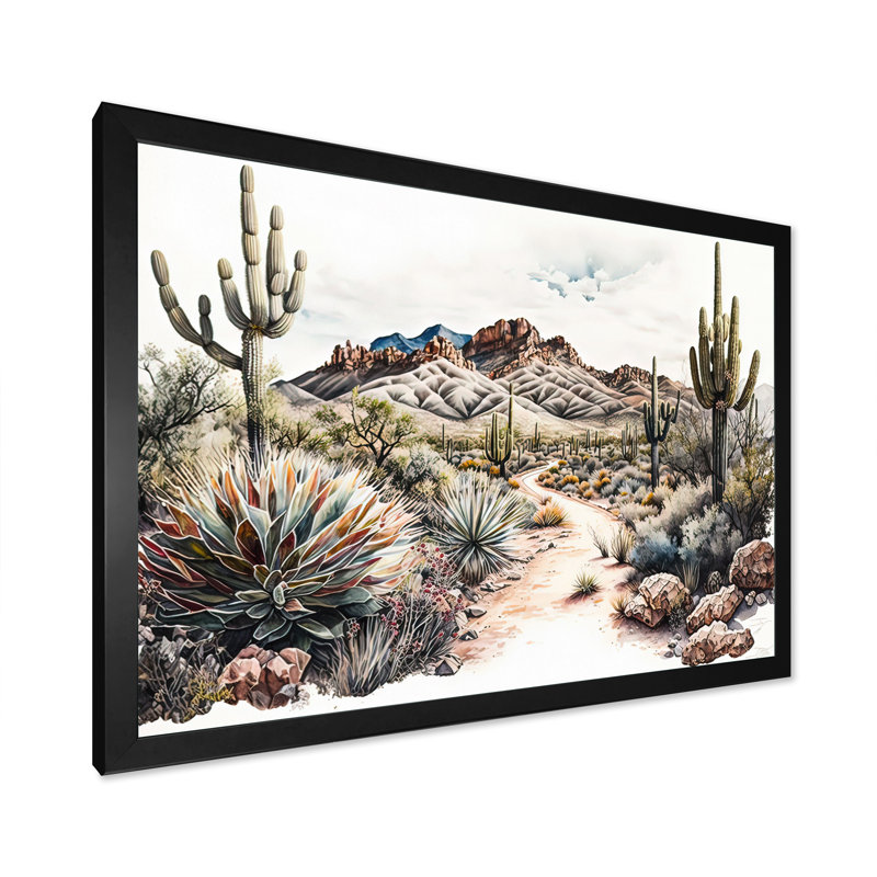 Arizona Desert Scenery I - Impression sur toile, Impression noire sur toile encadrée, H 16 po x l 32 po x P 1 po