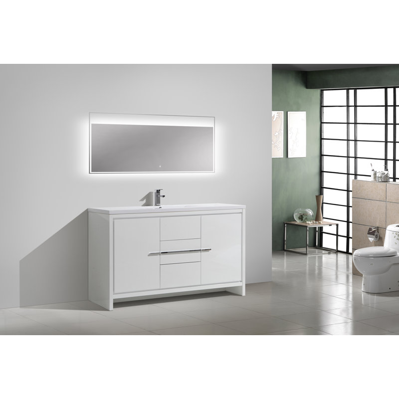 Melillo 58.5'' Single Bathroom Vanity Base Only, High Gloss White