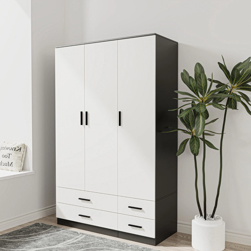 Retonia Manufactured Wood Wardrobe, Black/White