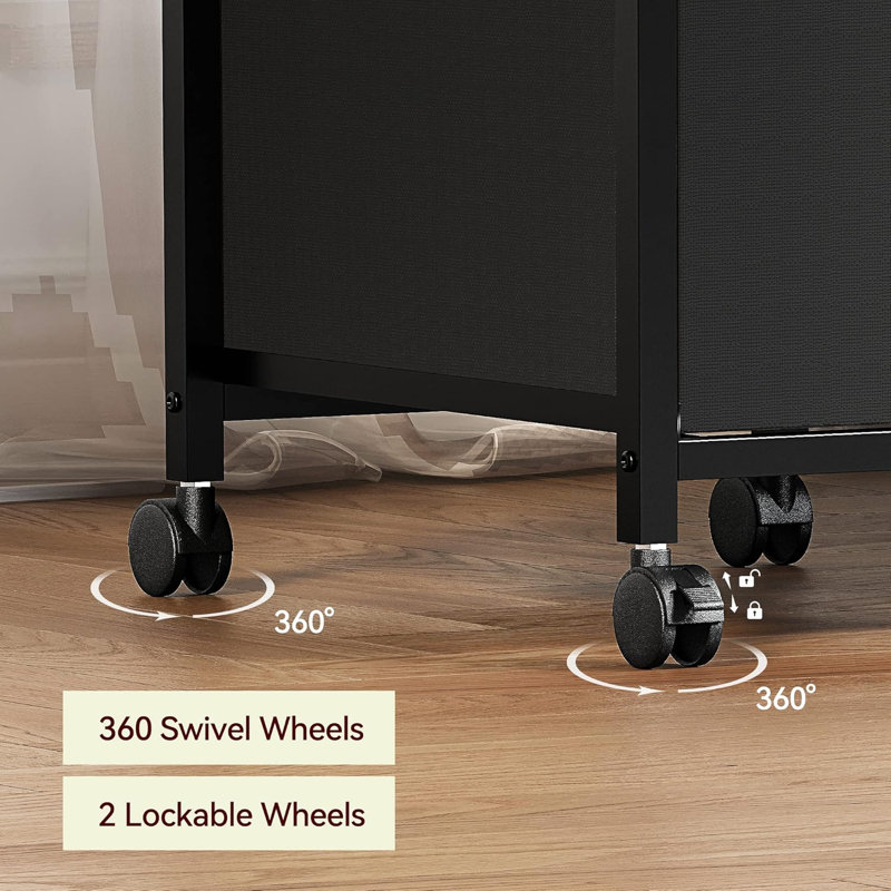 File Cabinet With 4 Drawers 26''H Rolling Filing Cabinet Fits Letter Size Or A4 Fabric Vertical File Cabinet On Wheels, Vertical Office File Storage, Small Printer Stand Under Desk For Home Office