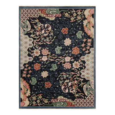 Art Deco Handmade Kilim Wool Floral Area Rug