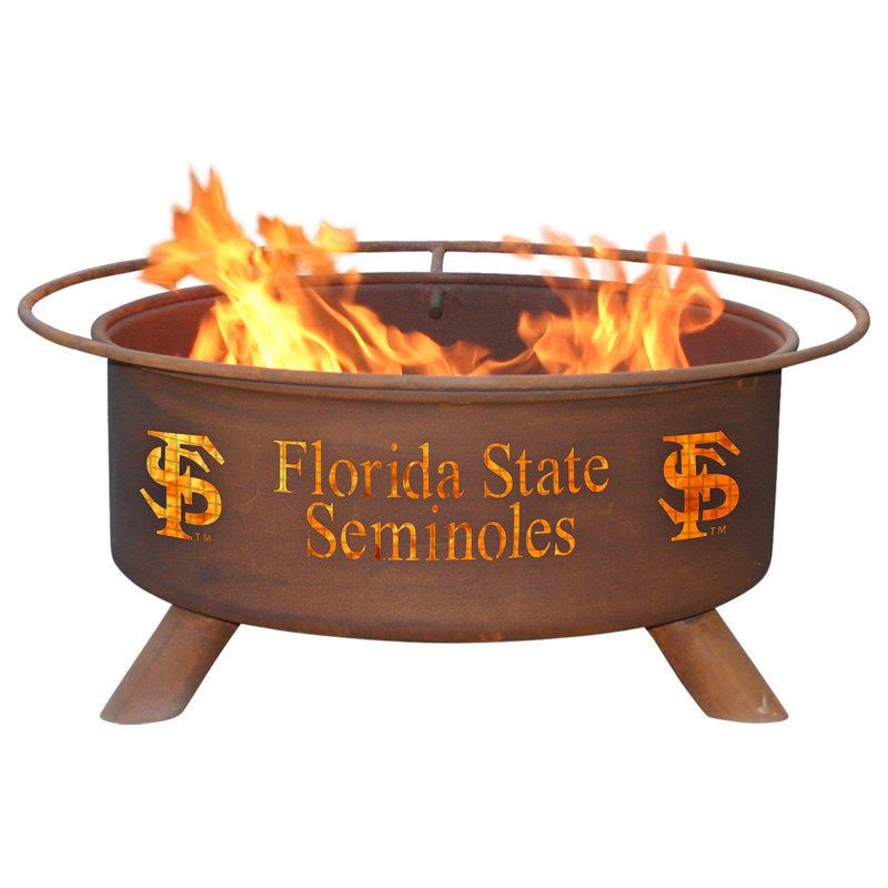 Collegiate Series 16" H x 30" W Steel Outdoor Fire Pit with Lid, Florida State
