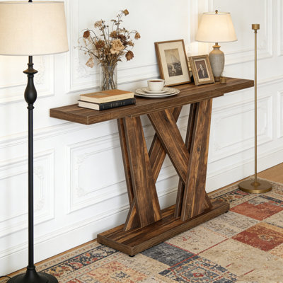 Farmhouse Console Table Entryway Table With Geometric Base