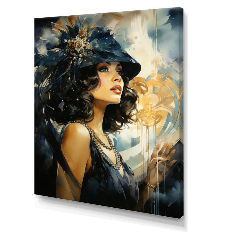 «Gwyn Fashion 1920S Roaring Portrait I», reproduction sur toile, H 32 po x l 16 po x P 1 po