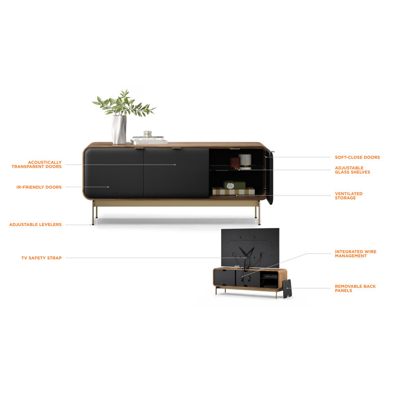 Solid Wood and Glass TV Stand