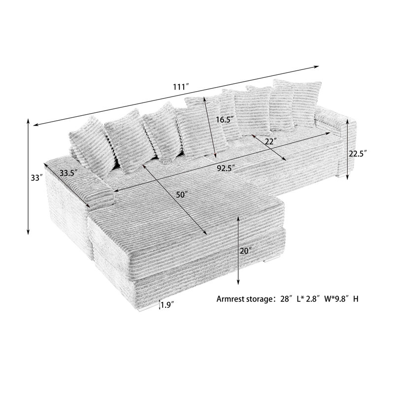 3 Beige Corduroy 111.4", With Comfortable And Good Shape Retention For Office Featuring Solid Frame Living Room, Beige