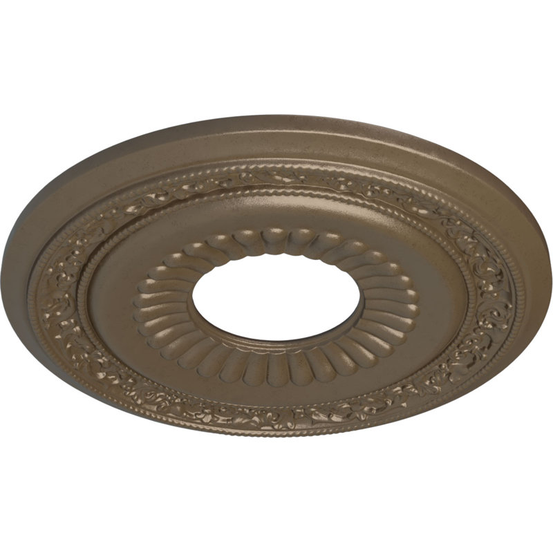 Médaillon de plafond Endurathane Lauren, DE 20 5/8 po x P 6 1/4 po x P 1 3/8 po (convient aux auvents jusqu'à 6 1/4 po), fini argent chaud peint à la main