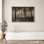 «Moody Black Forest Silhouette Lake View Wall Decor», reproduction d'art sur toile encadrée dans la chambre principale