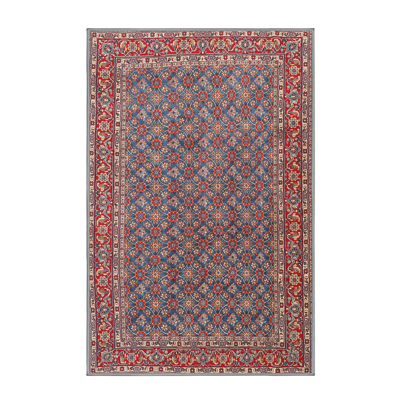 Rouge du Sud-Ouest Shamima/Tapis décoratif bleu, Rectangle 7 pi x 10 pi