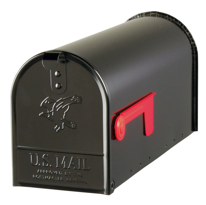 Elite Steel Post Mounted Mailbox, Black