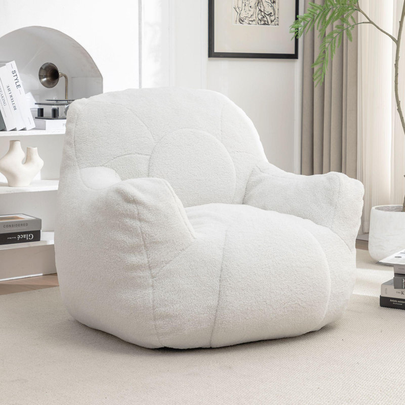 Fauteuil à billes spacieux et confortable avec accoudoirs, Ourson bleu foncé