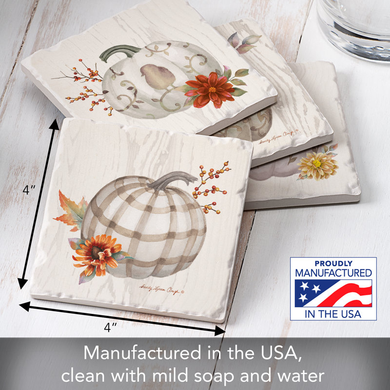 Stoneware Square 4 Piece Coaster Set