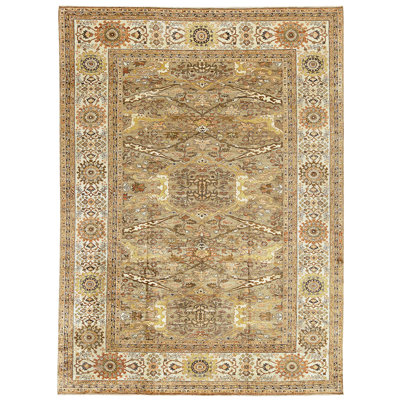 Hand Knotted Cotton Area Rug in Camel And Ivory