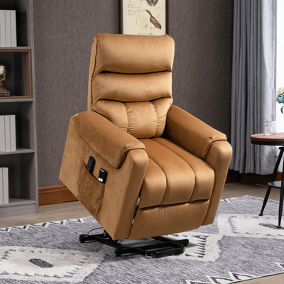 Fauteuil électrique Power Lift, fauteuil inclinable rembourré Velvet Touch pour personnes âgées avec massage par vibration, télécommande, poches latérales