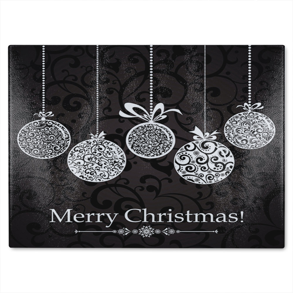 Vintage Christmas Balls Dining Glass Chopping Board