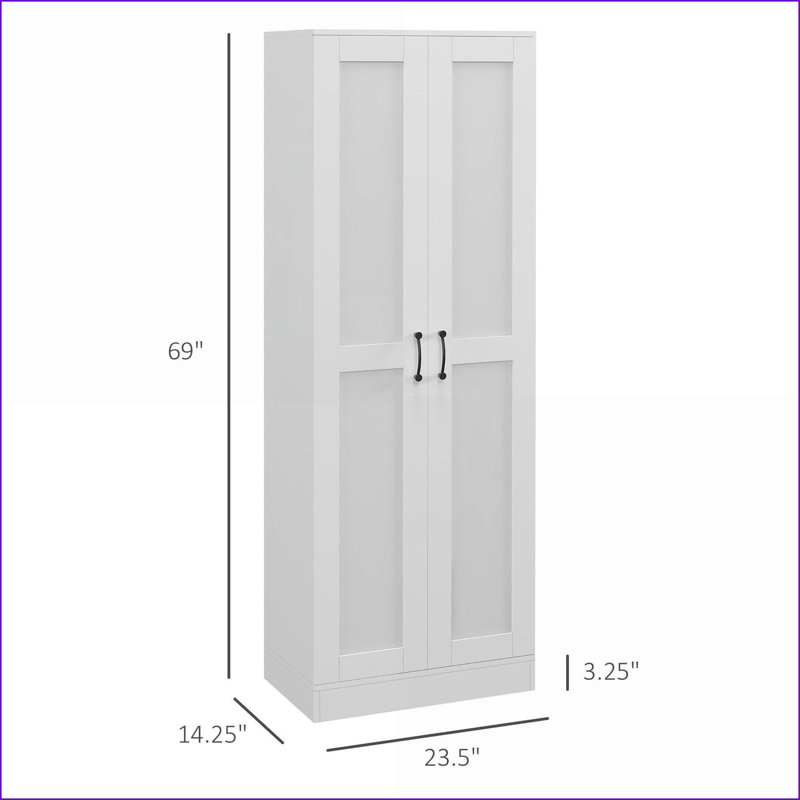 Cabinets, HOMCOM 69” Tall Modern Storage Cabinet with Movable Shelves &amp; Soft Close Doors | White | Particle Board, White