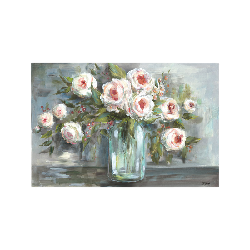 Pink Blooms Still Life Landscape by Tre Sorelle Studios - Wrapped Canvas Giclee Art Print