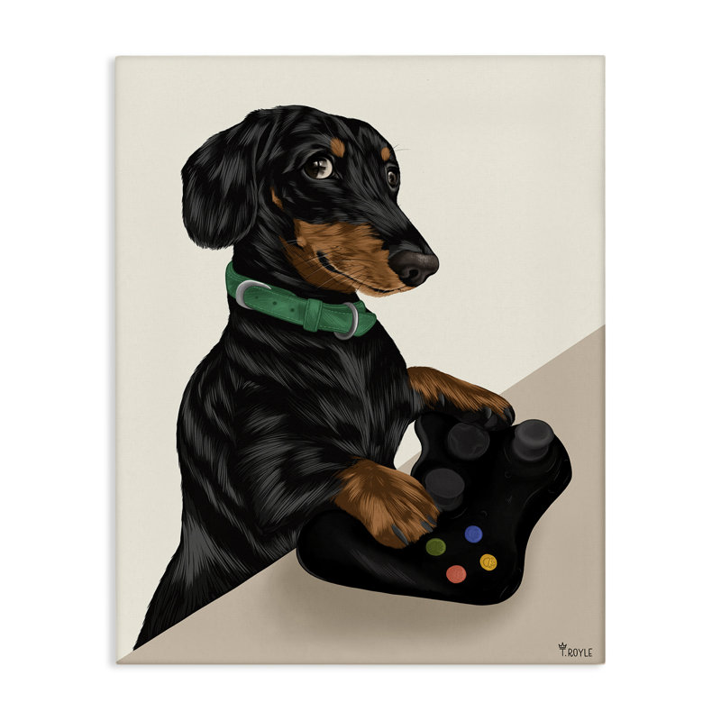 «Gamer Dachshund Dog» par Tara Royle, H 30 po x l 24 po